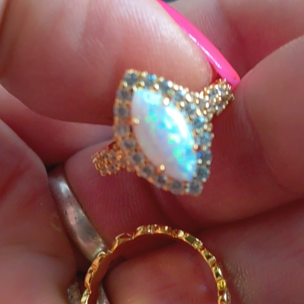 Elegant Gold and Opal Ring Set